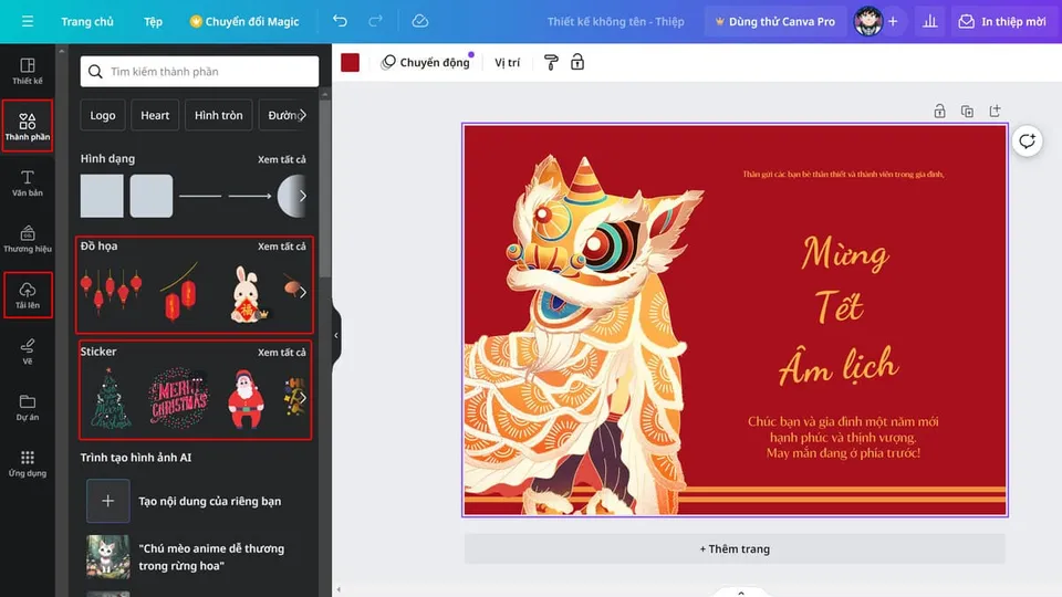 Cách tạo mẫu thiệp chúc Tết nhanh bằng Canva bước 4