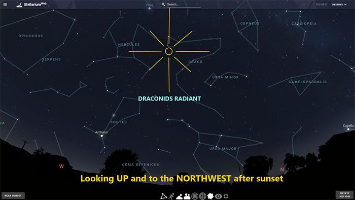 mua-sao-bang-draconids Mưa sao băng Draconids sẽ phát ra ngay gần đầu của con rồng tạo nên chòm sao Thiên Long