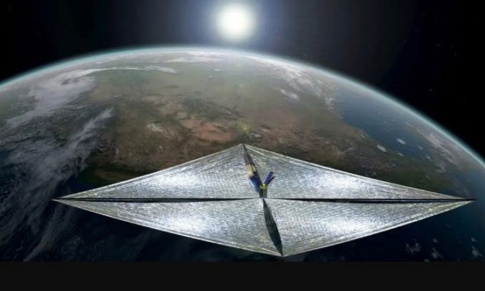 Mô phỏng cánh buồm Mặt trời của tàu LightSail 2.