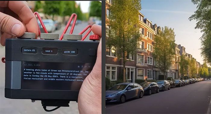 paragraphica-camera Paragraphica miêu tả nơi người chụp đang đứng, sau đó chuyển đổi thành hình ảnh AI.