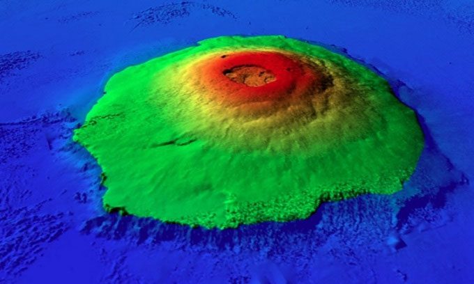 Núi lửa Olympus Mons nằm trên bề mặt sao Hỏa.