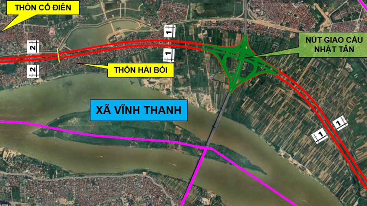 Dự kiến hướng tuyến trục đại lộ sông Hồng qua 16 xã, phường