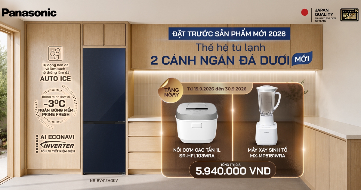 Panasonic ra mắt dòng tủ lạnh 2 cánh ngăn đá dưới thế hệ mới 2026