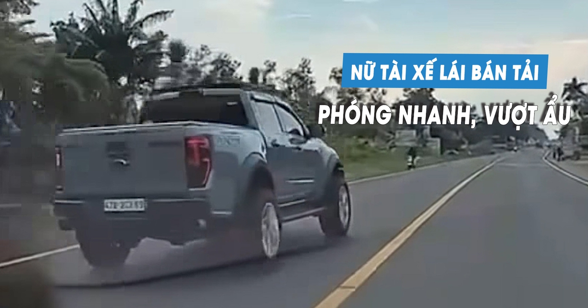 Nữ tài xế lái xe bán tải vượt ẩu, bị CSGT phạt 5 triệu đồng